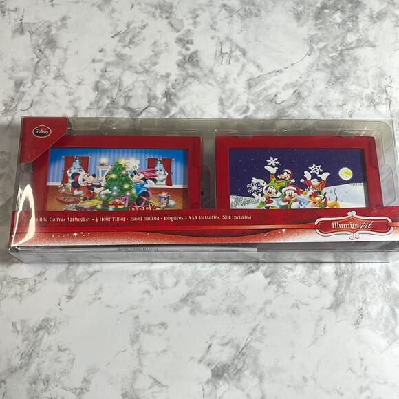 Disney Mr. Christmas Framed Canvas Illumination Artwork Decoration 2 pk - Picture 1 of 7